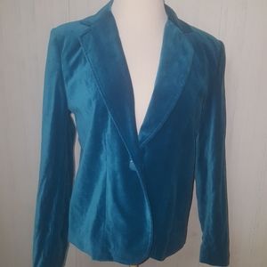 STUDIO WORKS VINTAGE AQUA VELVET BLAZER SIZE S